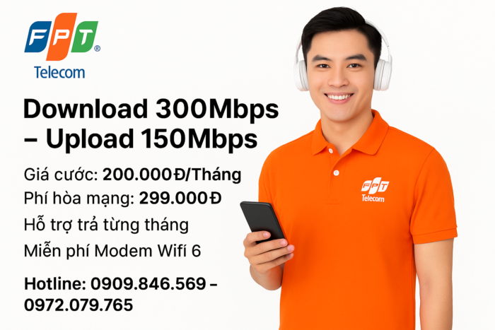 Gói cước GIGA Plus tốc độ 300Mpbs với giá chỉ 200k/tháng.