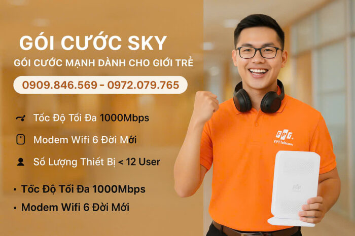 Gói SKY tốc độ cao lên đến 1000Mpbs nhưng giá cước chỉ 200K.